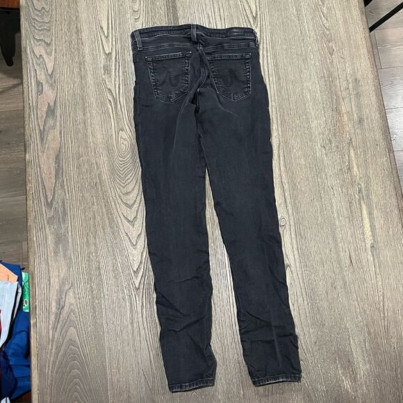 AG Adriano Goldschmied Jeans The Legging Super Skinny Distressed Black Size 27R - Picture 8 of 12
